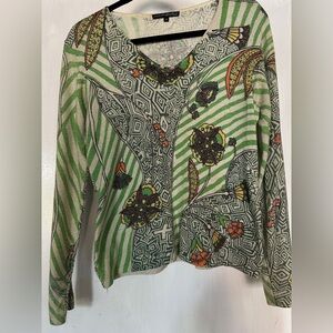 Pierri New York Metallic Knit V-Neck Jumper